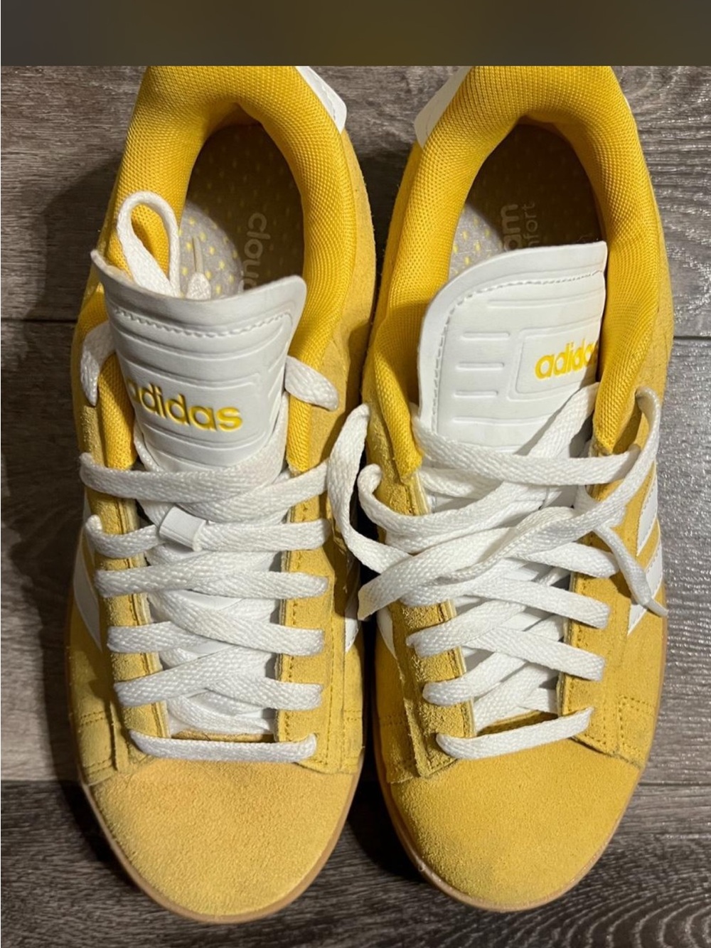 adidas Yellow and White Suede Low-Top Sneakers